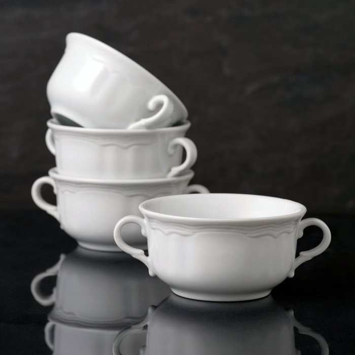 Hermia VN412KS00 Set 4 Tazones de Porcelana Blanca 350 ml Aptos para Lavavajillas y Microondas